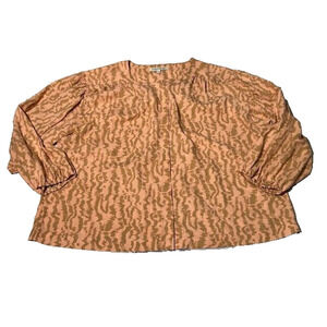 Elizabeth & James Womens Blouse 3/4 Sleeves Button Down Peasant Pink Size XXL